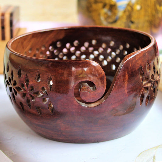 Yarn Bowl - Two Tone Rosewood/Mango Wood  Wooden yarn bowl, Yarn bowl,  Knitting bowl