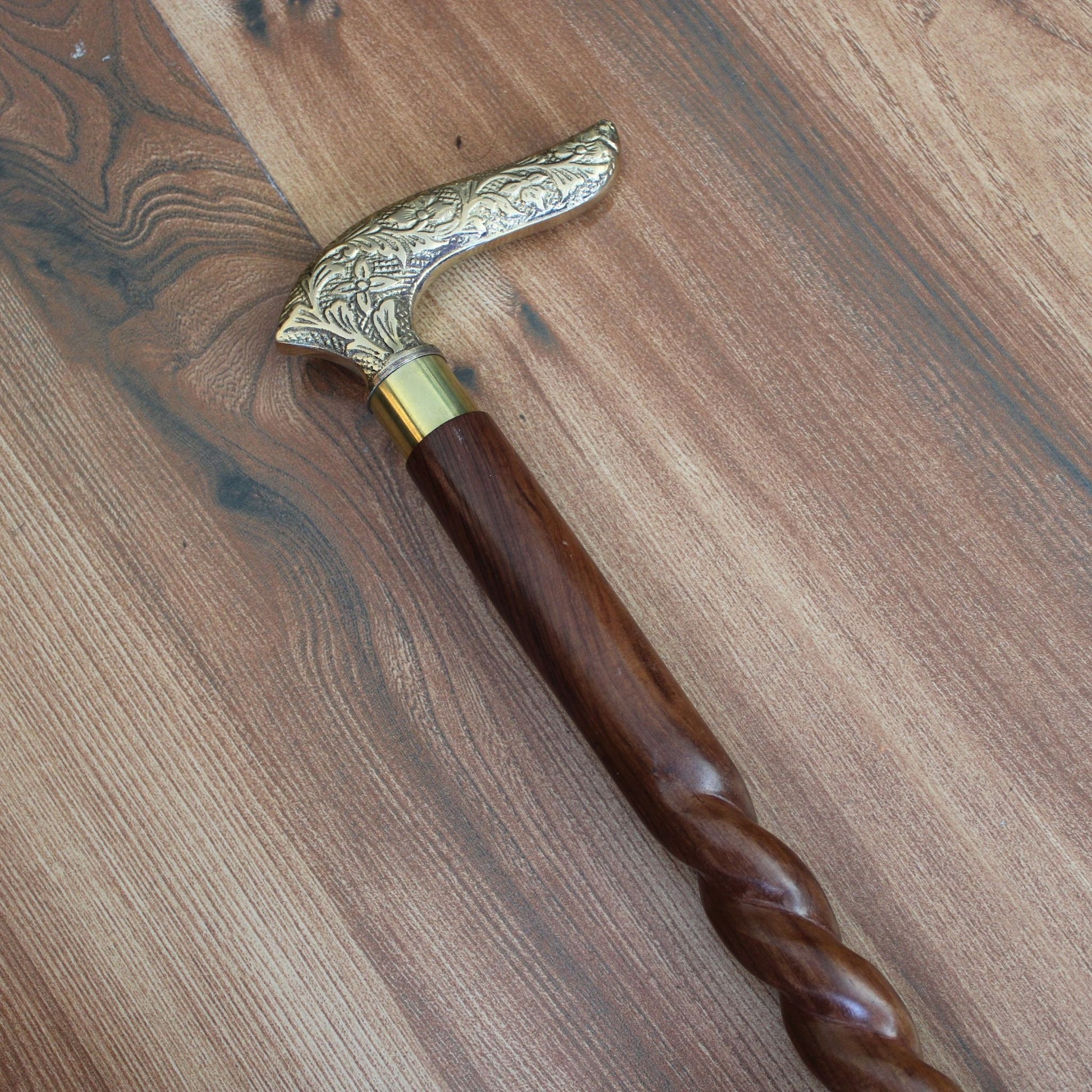 Sheesham Wood Handcrafted Walking Stick Cane Foldable with Beautiful B –  Anayra's