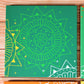 Kumouni Aipan Inspired Wall Frame Tile Handpainted in Dark and Light Green and Yellow  Colors.