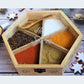 The Anayra's Herbs and Spices Mango Wood Box with Laser Engraved Sides and Top. Total of six medium sized partitions. 