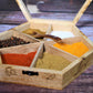 The Anayra's Herbs and Spices Mango Wood Box with Laser Engraved Sides and Top. Total of six medium sized partitions. 