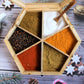 The Anayra's Herbs and Spices Mango Wood Box with Laser Engraved Sides and Top. Total of six medium sized partitions. 