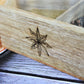 The Anayra's Herbs and Spices Mango Wood Box with Laser Engraved Sides and Top. Total of six medium sized partitions. This one shows the stylish locking mechanism that has been used for this box. 