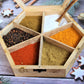 The Anayra's Herbs and Spices Mango Wood Box with Laser Engraved Sides and Top. Total of six medium sized partitions. 