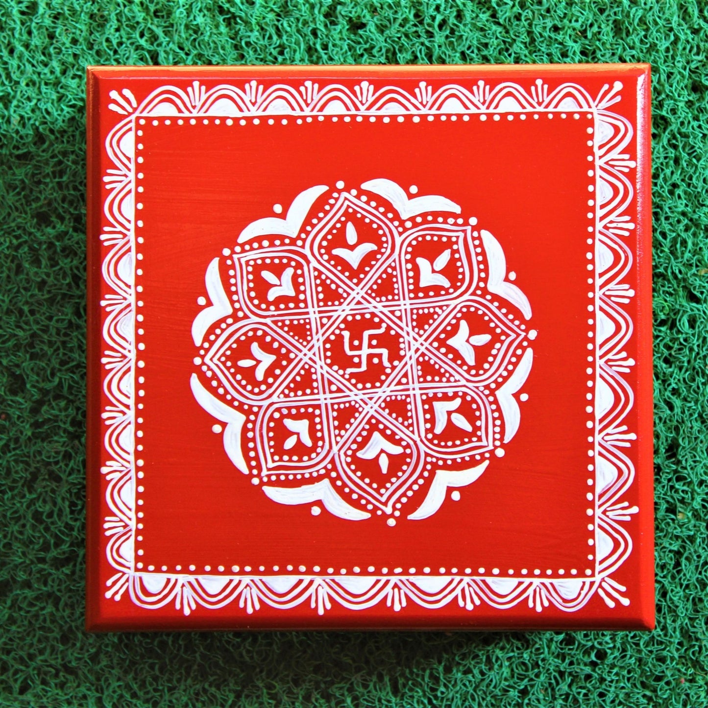 Collection of Hand Painted Wooden Chowki for Homes. Can be used to display your idols in the temple of your home. Available in different sizes ranging from 5X5 inches to 20X20 inches.Top of chowi of 10X10