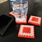 Traditional Aipan Inspired Hand Painted Wooden Serving Tray with Coaster Set