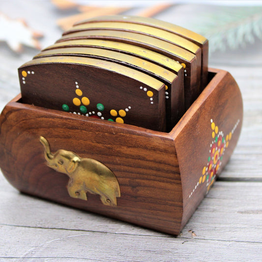 Sheesham Wood Handcrafted & Hand Painted Mandal Coasters