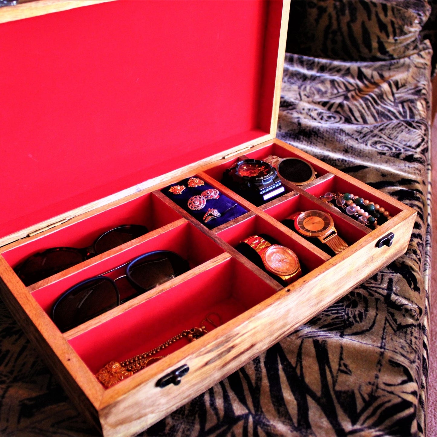 Wooden Vintage Unique Storage Box Organiser For Watches/Spectacles/Jewelry For Men & Women