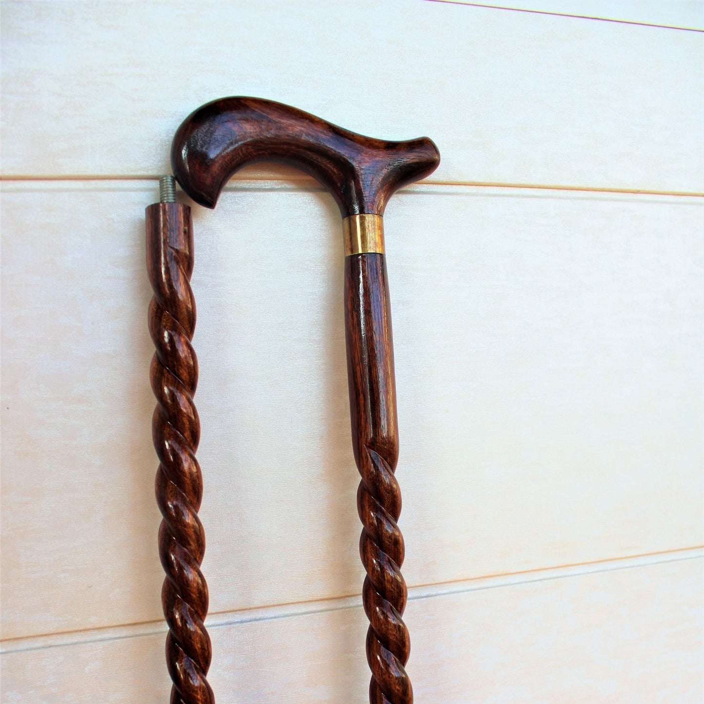 Wooden Handcrafted Walking Stick Cane Foldable with Ergonomic Wooden Handle